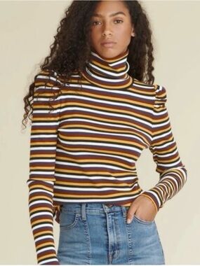 Veronica Beard Striped Cedar Turtleneck Multi-Color- Small